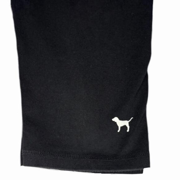 Y2K Victorias Secret Pink Yoga Crop Foldover Leggings Sequin Medium Black Teal - Picture 4 of 8